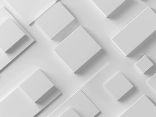 Minimalist Architectural White Geometric Blocks on Clean White Background