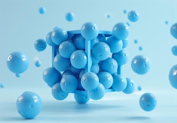 3D Abstract Blue Circle Sphere On Light Blue Background