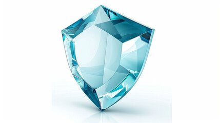 A 3D crystal shield icon stands out against a white background. This vector illustration is perfect for creating designs or user interfaces that convey a sense of protection and safety.