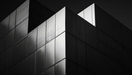 Modern architecture in black and white with geometric lines