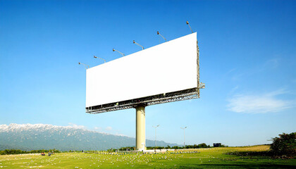 Blank billboard on construction site next to unfinished building Copy space image Place for adding text or design