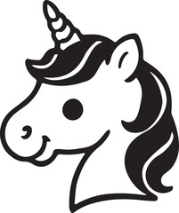 beautiful stunning unicorn black and white silhouette vector art flat design graphic illustrations