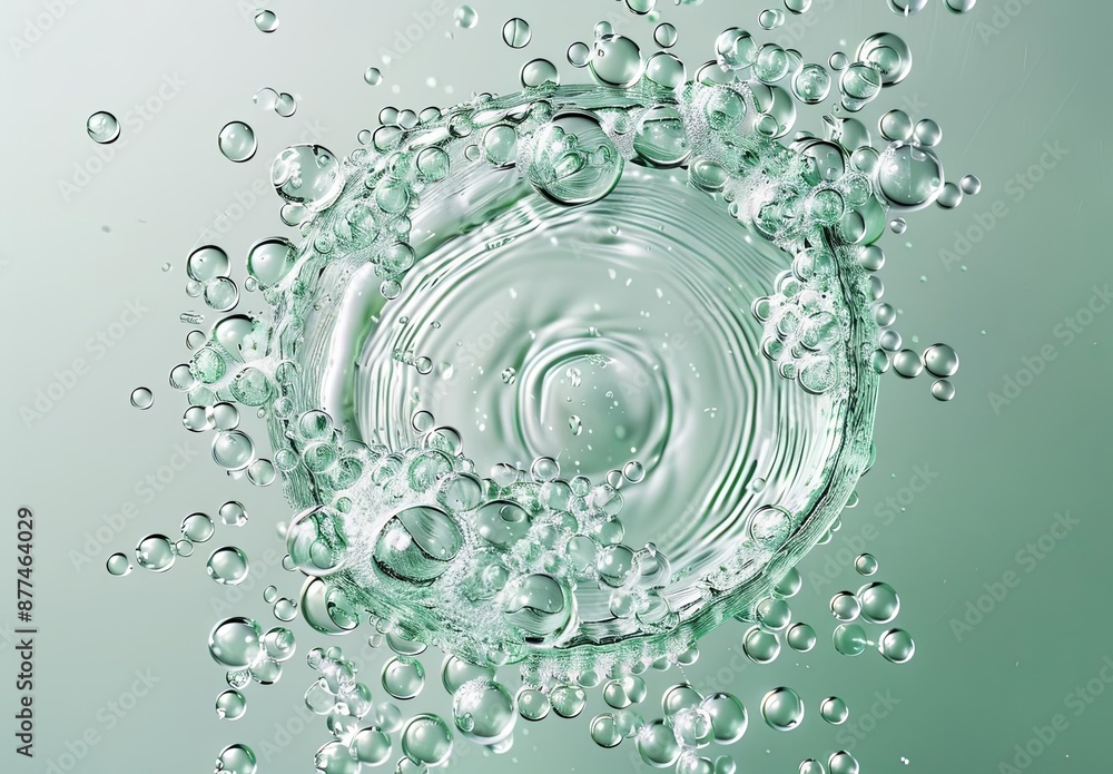 Poster abstract green bubble vortex in water with gradient background