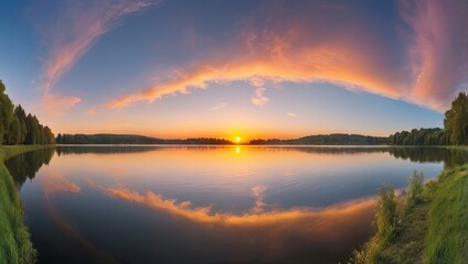 Fototapeta premium Landscape illustration anime style background, Generative Ai