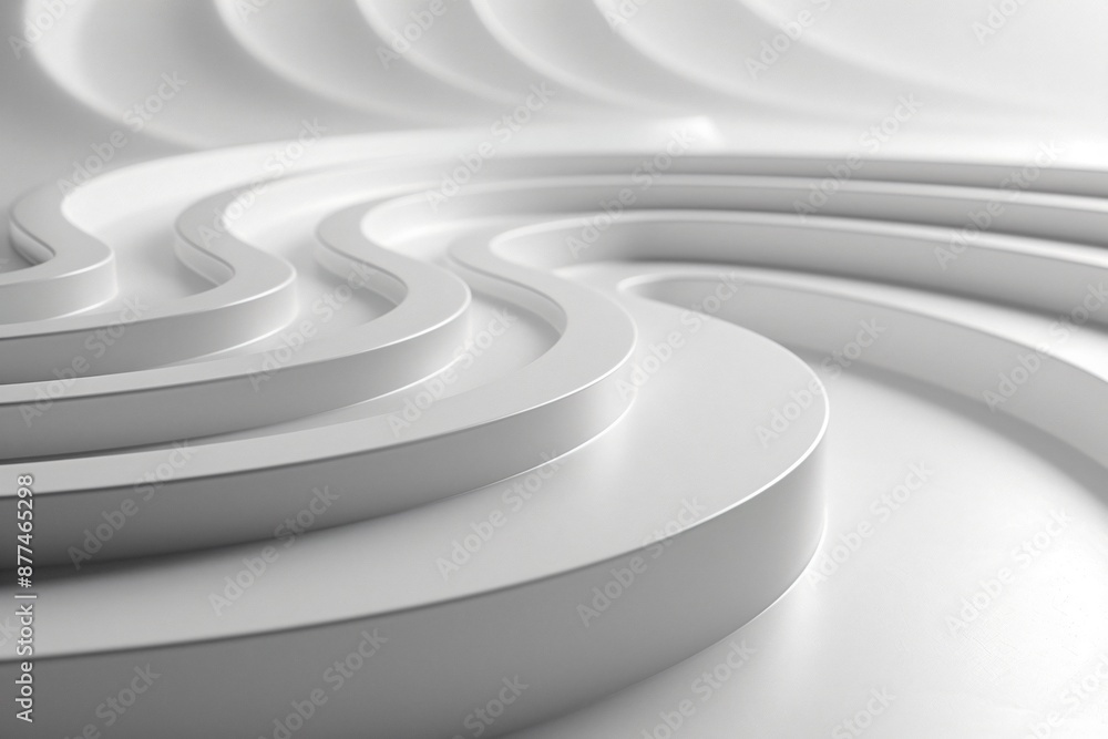 Poster abstract white curved layers creating a modern minimalist design