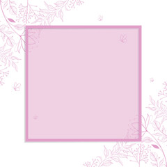 Vector floral decoration branches with leaves in the frame, romantic background with place for text