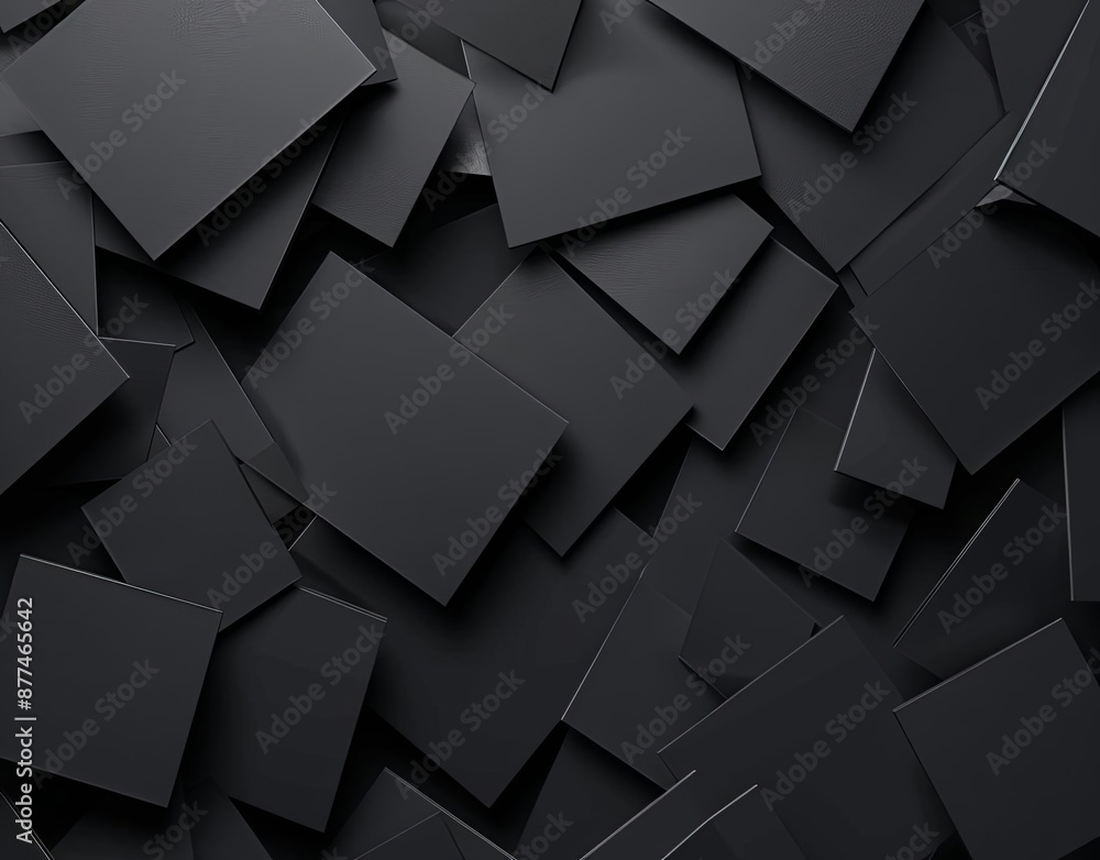 Poster abstract dark geometric pattern of overlapping black rectangles