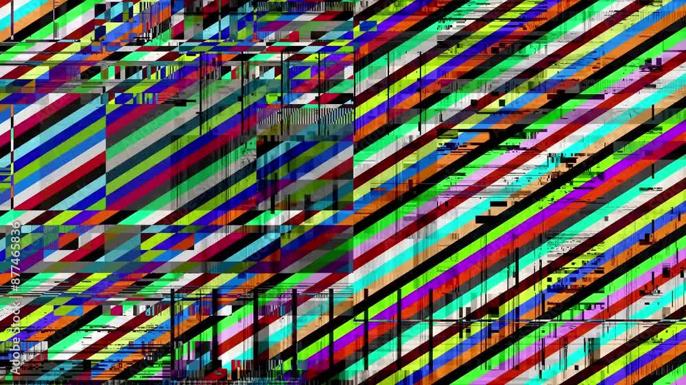 Aufkleber Animation video background static color noise glitch error video damage bad interference and no signal