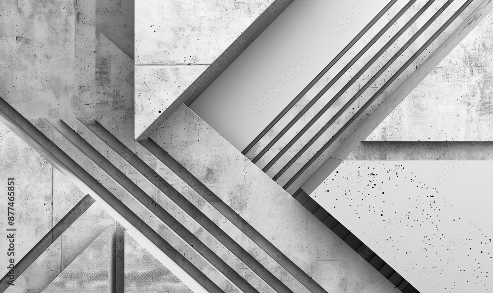Poster abstract geometric concrete patterns with angled lines in gray tones