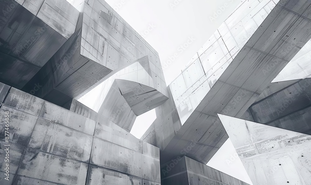 Poster modern abstract concrete architecture with light and shadow contrast