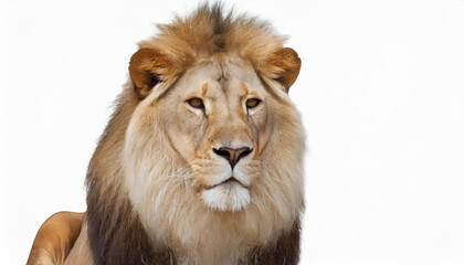 Fototapeta premium lion four and a half years old stands in front of a white backdrop