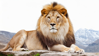  lion four and a half years old stands in front of a white backdrop
