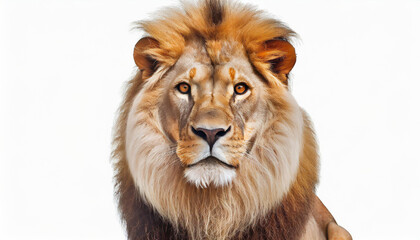 Fototapeta premium lion four and a half years old stands in front of a white backdrop