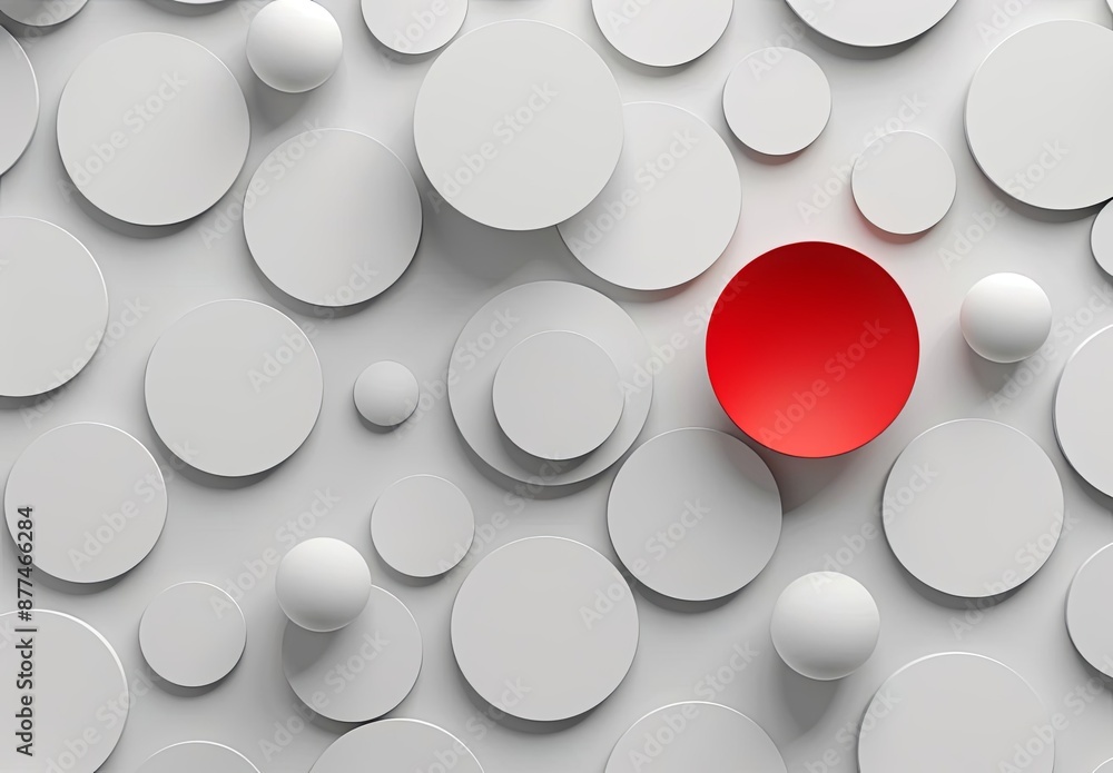 Aufkleber abstract red and white circle pattern with modern minimalist design