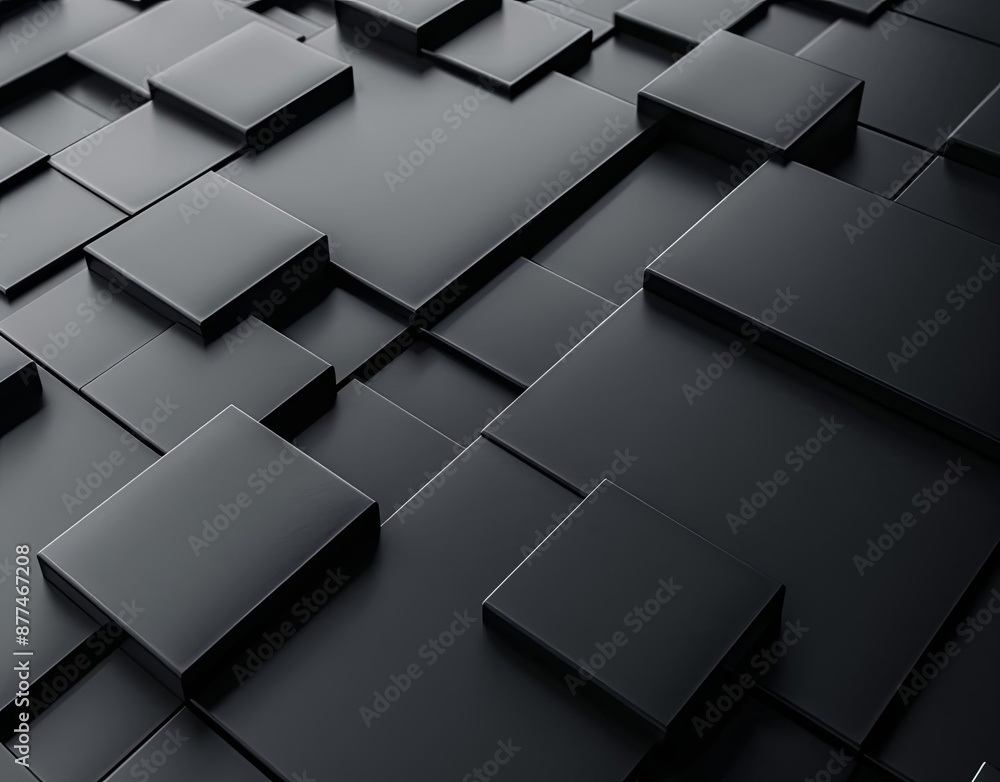 Poster abstract black geometric background with layered rectangular shapes