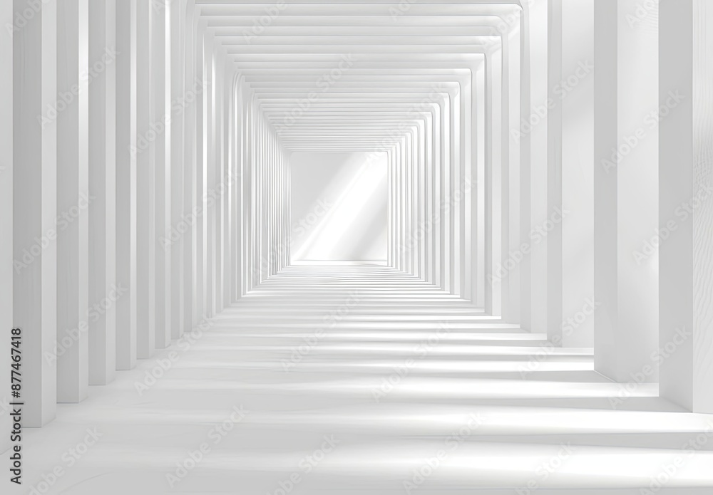 Poster abstract tunnel architecture with shadows in white color scheme