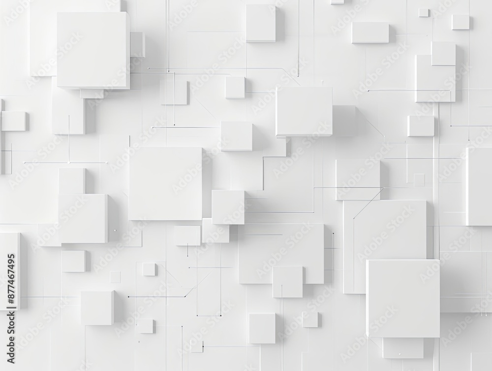Aufkleber abstract geometric white blocks with subtle circuit lines