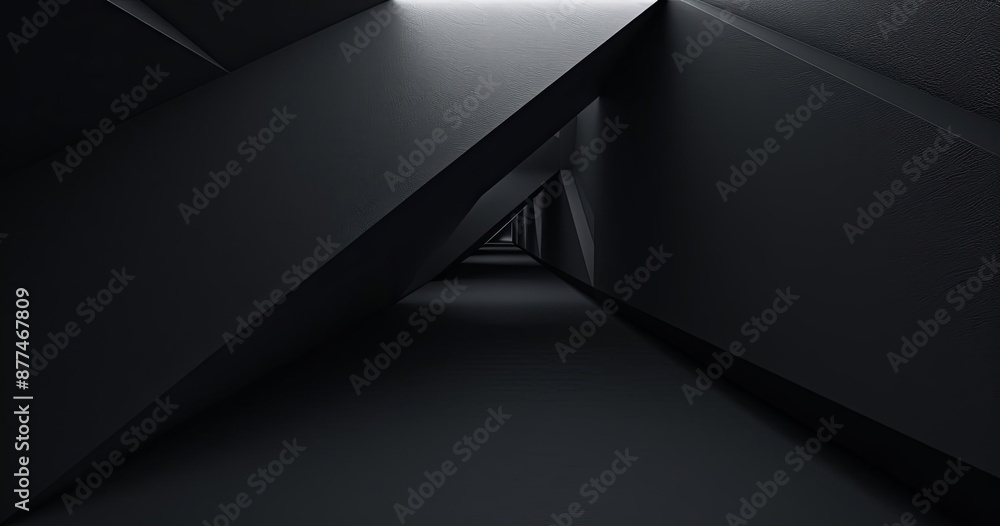 Poster abstract dark geometric tunnel with monochromatic color scheme
