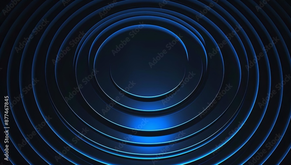 Poster abstract blue circular pattern with dark background