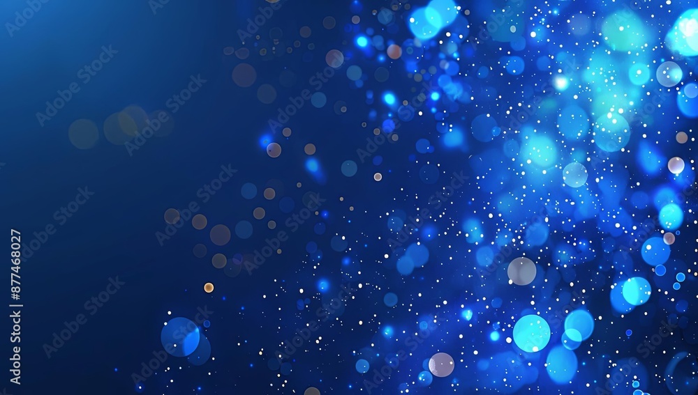 Poster abstract blue bokeh background with sparkling light effects