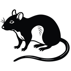Obraz premium Rat Silhouette, Rat Isolated On White Background