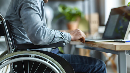 Obraz premium Technology for All: Person Utilizes Assistive Tools for Workplace Success