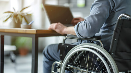 Obraz premium Technology for All: Person Utilizes Assistive Tools for Workplace Success