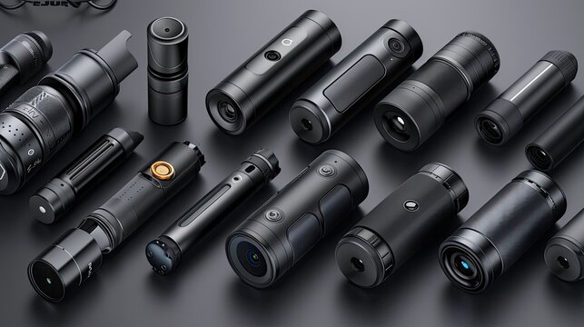 A black aluminum silencer sits on a wooden surface