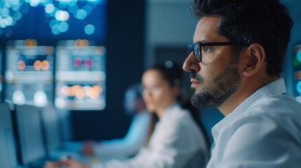 Visualize a team brainstorming innovative solutions in a hightech startup environment