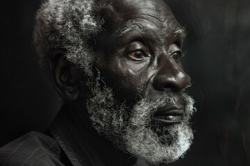 Naklejka premium Close up portrait of a senior african farmer with a white beard hoping for a good harvest