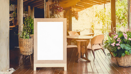 mockup image of blank billboard white screen posters for advertising blank photo frames display in coffee shop for your design