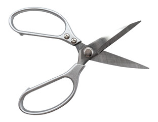 Stationery scissors on a white background for office work. Tailor's or seamstress's scissors