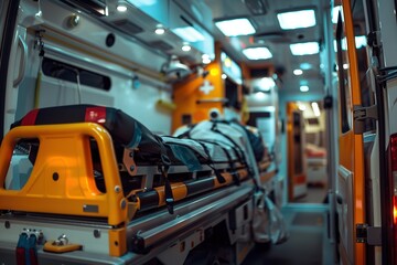 Fototapeta premium Inside ambulance view
