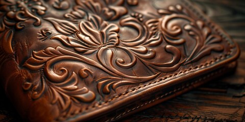 Luxurious Exotic Leather Wallet with Intricate Patterns, generative ai