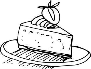Matcha tea. Doodle sketch style. Vector illustration Dessert cheese cake 
