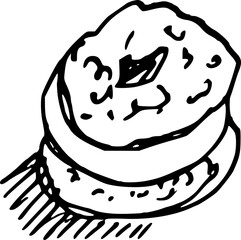 Matcha tea. Doodle sketch style. Vector illustration Dessert cake 
