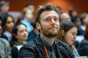 Engaged Audience Member at a Conference