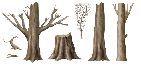 Set of textures of wooden log posts © denisik11