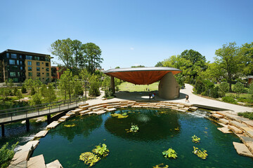 Downtown Cary Park in Cary NC, , a renovated public city park with playgrounds, cafes and an...