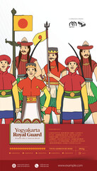 Yogyakarta Royal Guard Bregada Miji Nyutran hand drawn illustration