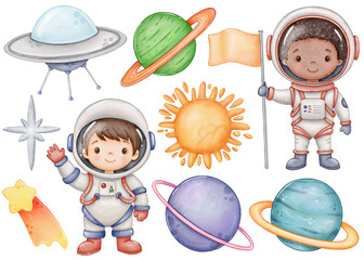 Space clipart and children astronauts