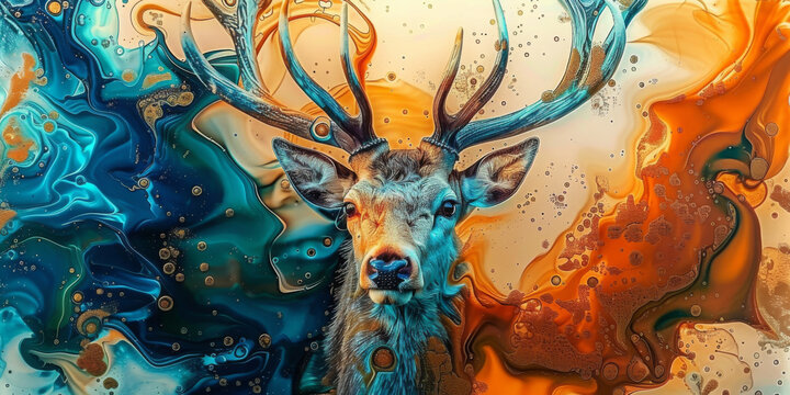 deer - abstract animal art - Powered by Adobe