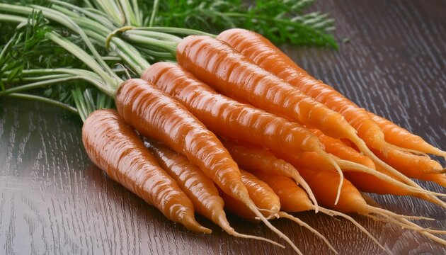 fresh carrots on rustic table , generated by AI. High quality photo