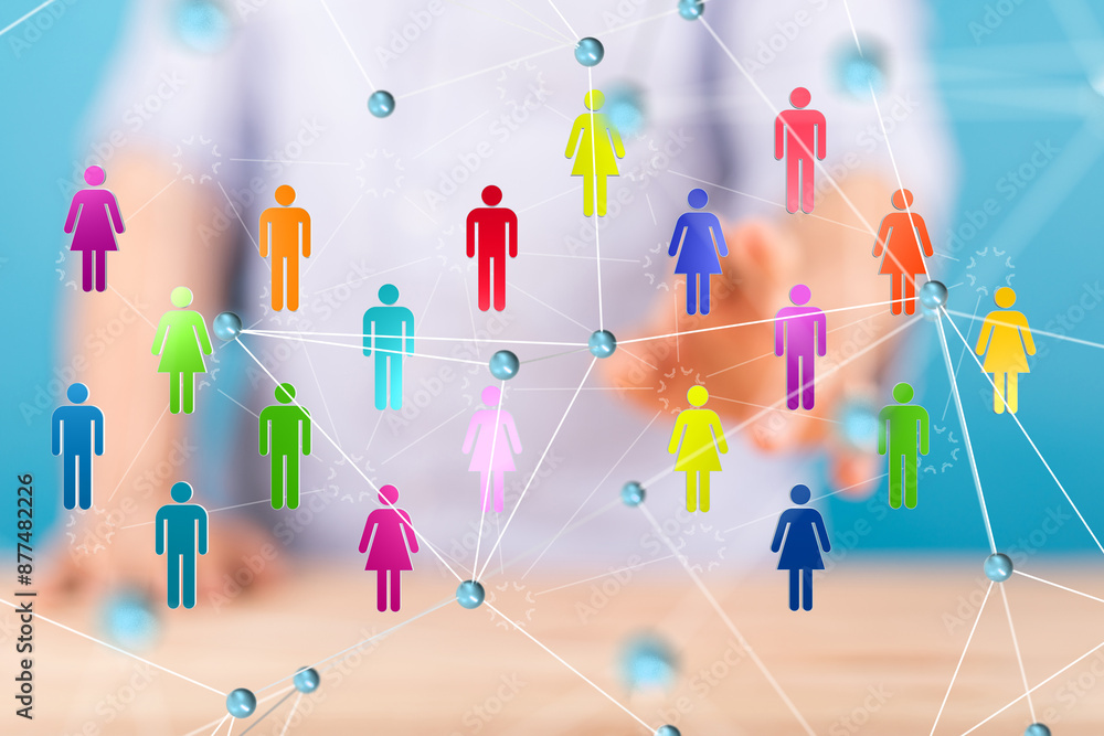 Poster conference Digital Network and data concept 3d