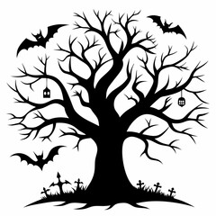 silhouette of a tree,gothic tree for Halloween vector