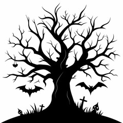 silhouette of a tree,gothic tree for Halloween vector