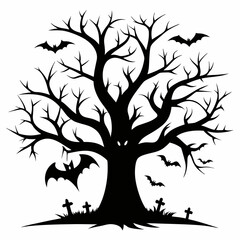silhouette of a tree,gothic tree for Halloween vector