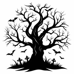 silhouette of a tree,gothic tree for Halloween vector