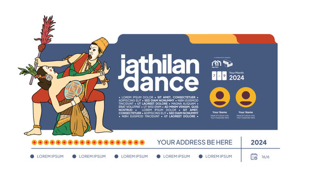 Creative poster idea layout design with Javanese tradition jathilan illustration