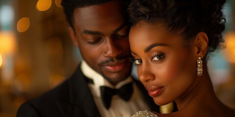 Sophisticated Indoor Elegance with African American Pair, generative ai